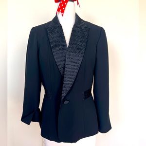 Sandra Darren suit size 12- sexy, satin and beaded trim!